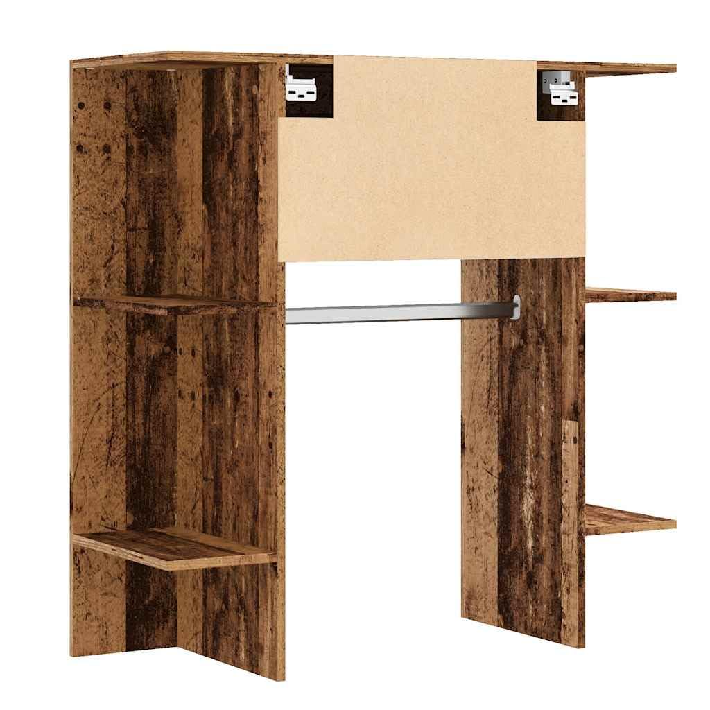 Hothingwell Stara szafka na korytarz drewno 97,5x37x99 cm z drewna inżynieryjnego, szafka do przedpokoju z półkami, drążek na ubrania i przegroda, projekt ścienny oszczędzający miejsce,