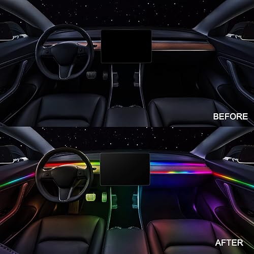 Miniatura 31 de Tira de luces LED acrílicas para interior de automóvil con aplicación inalámbrica, RGB 10 en 1, 175 pulgadas, 593 LED, iluminación ambiental