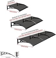 Vista 6 de Grey Modern Polycarbonate Cover,Window Awning Front Door Canopy,Patio Porch Awning,Sun Shetter,Outdoor Window Rain Shelter Cover,UV Rain Snow