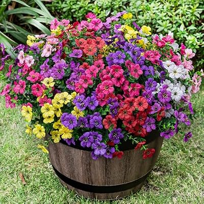 20 Bundles Artificial Flowers for Outdoor Fake Plants for Spring Decoration,Faux Eucalyptus Flowers for Planter UV Resistant Lifelike for Home Porch Garden?7 Color?