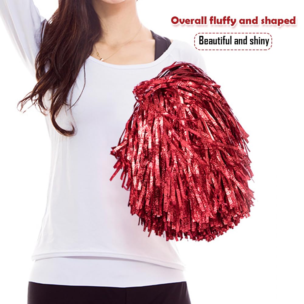 6 PCS Red Metallic Pom Poms - Image 4