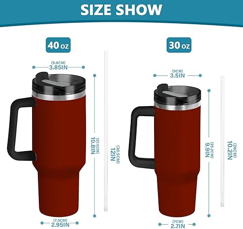 Miniatura 3 de Cinnabar - Botella de agua de boca ancha al vacío rojo con correa con pajilla, resistente a fugas, taza de café decorativa de viaje para el hogar,