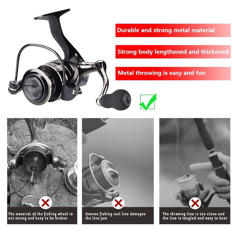 Eachbid Carretes de Spincasting,Carretes de Pesca Giratorios, Carrete de Pesca 5.2: 1 Relación de Engranaje Ultraligero Agua Dulce y Salada - Suave y Potente