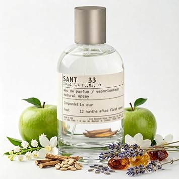 33SANT Perfume,3.4 Fl oz 100ml Unisex Sandalwood Perfume,Iconic New York Scent for Men & Women,Long-Lasting Fragrance