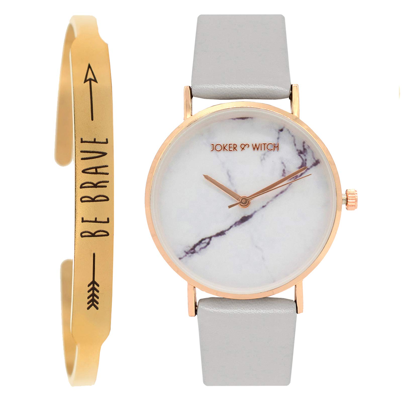 Joker & Witch Synthetic Coco Grey And Rosegold Analog Watch Bracelet Set For Women, White Dial, Gray Band (B08G827ZWM) Amazon Price History, Amazon Price Tracker