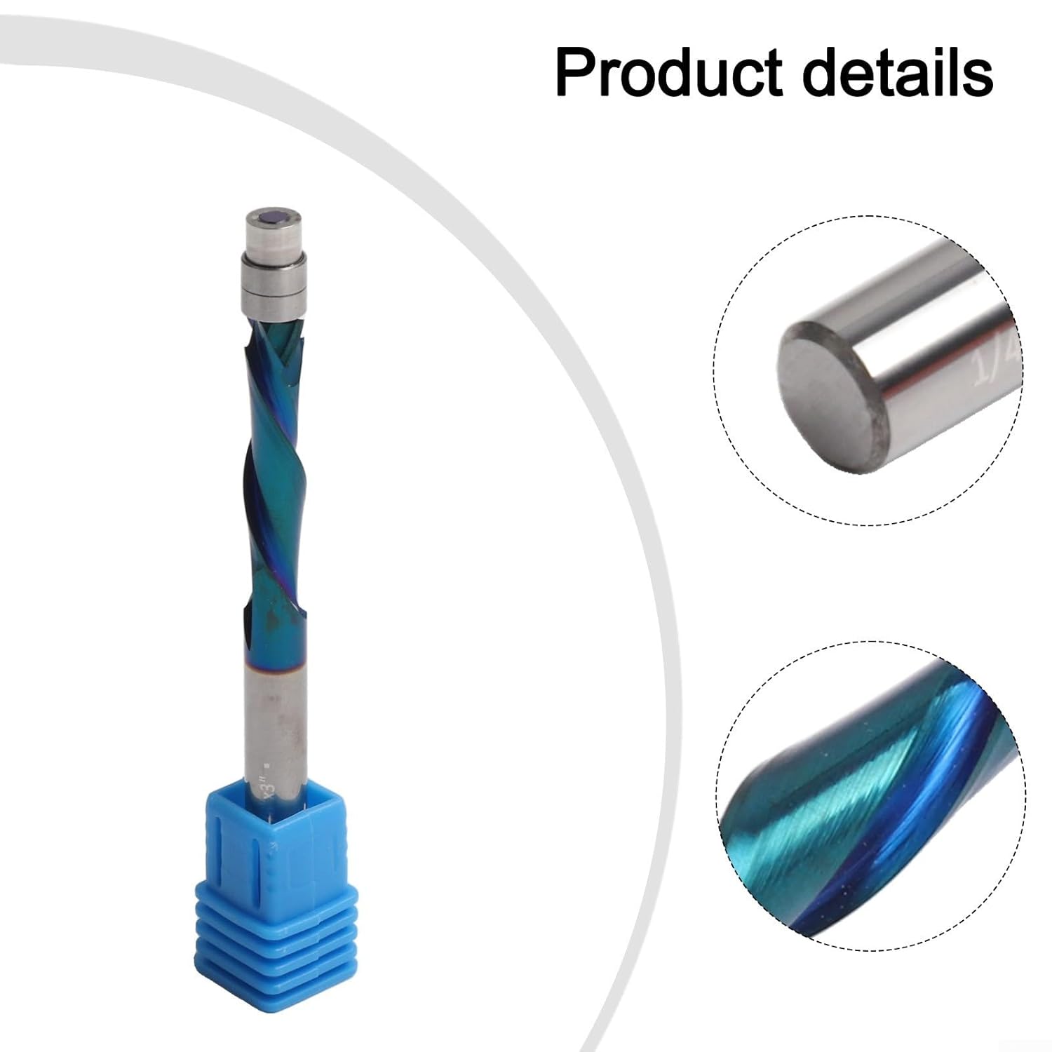 Flush Trim Router Bit With 1/4 Inch Shank For CNC Woodworking, Alloy Steel Body, Advanced-TAC Coating, Stable Bearings For Smooth Edge Cutting(Composite 1/4 * 1 * 3)