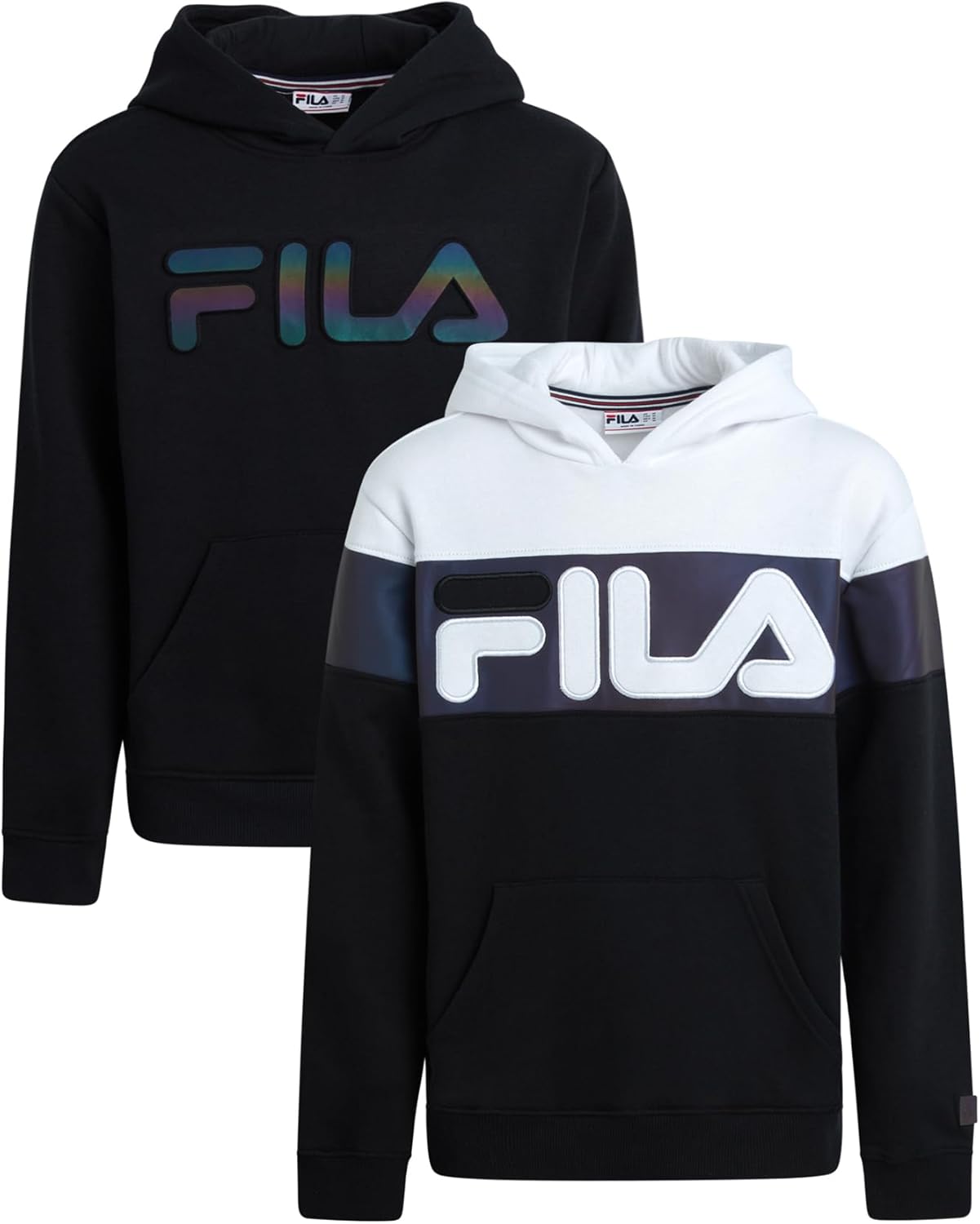 Fila Boys Sweatshirts - 2 Pack Lightweight Soft Fleece Athletic Graphic Hoodies Sweatshirt for Boys with Kangaroo Pocket