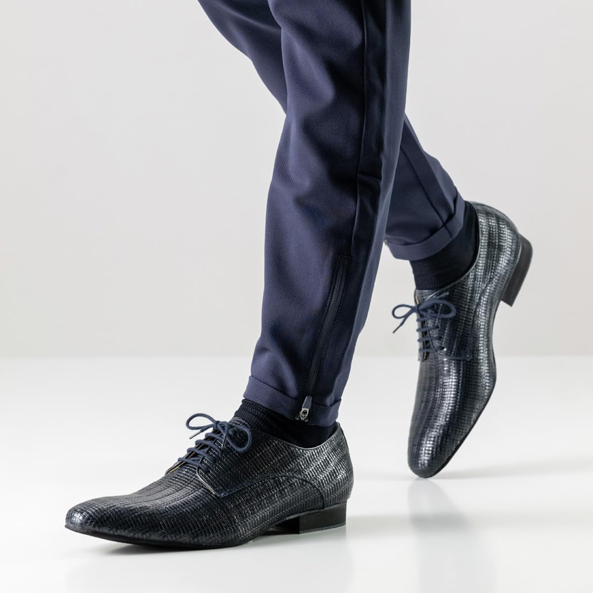 Werner Kern Herren Tanzschuhe Ravenna 28043 - Leder Grattato Blu - Normalweite - 2 cm Standard Absatz - Made in Italy