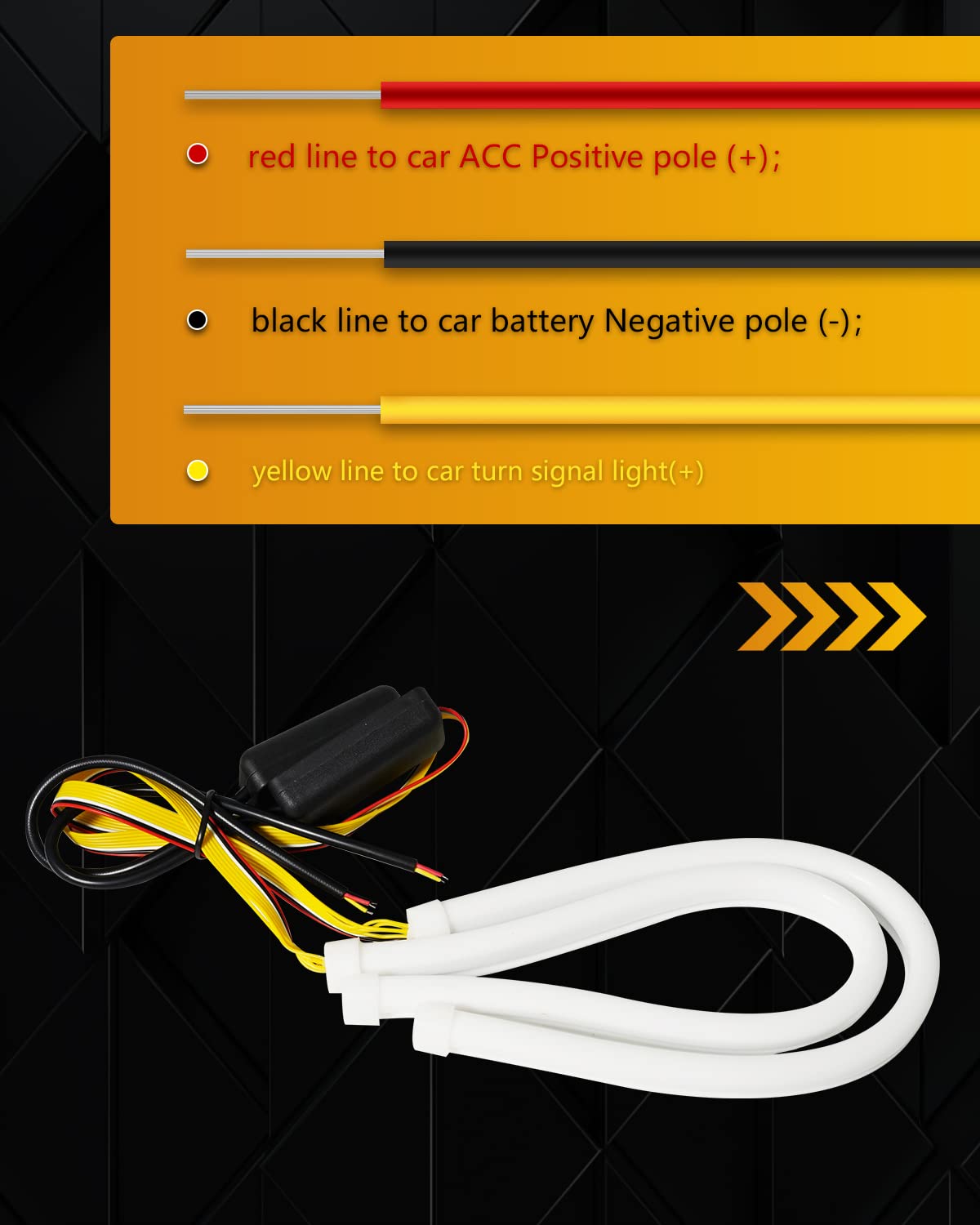 Qasim 12inch/30CM Sequential Switchback LED Strip 12V Car LED Flexible Strip Lights Dual Color White/Amber DRL Turn Signal Lights Retrofit-2Pack