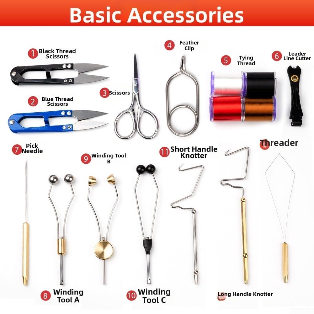 Set Attrezzi Pesca per mosca Completo per portatile Set Attrezzi(B)