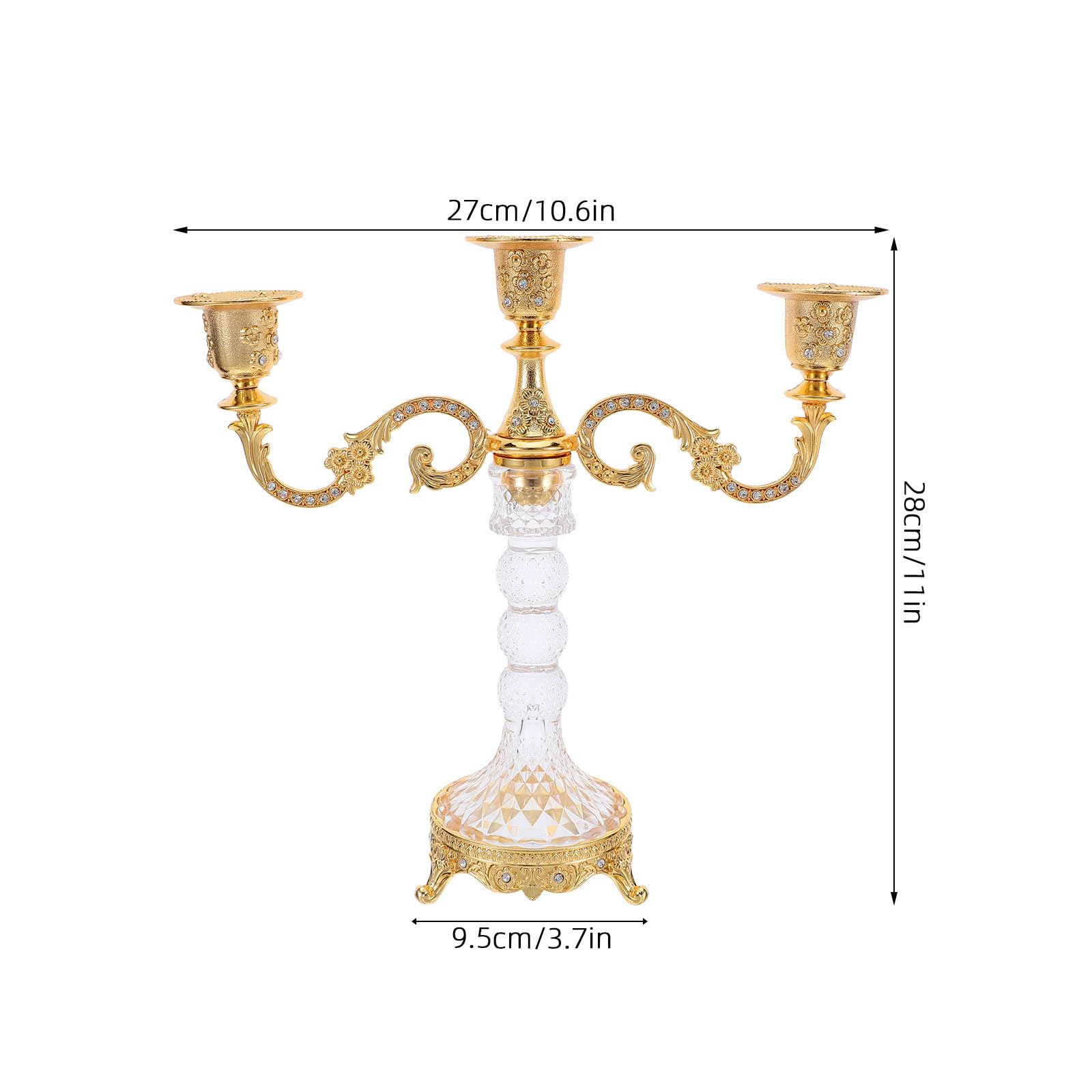 Cabilock Goldener aus Aluminiumlegierung und Glas 3 Armiger Kandelaber mit Romantischem Kerzenlicht zur Thanksgiving und Weihnachtsfeier für Festliche Tischdekoration