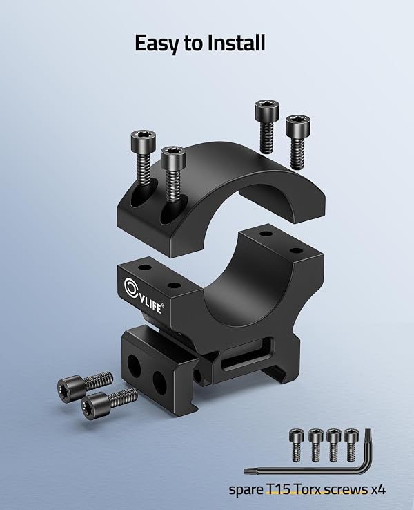 CVLIFE 1 Inch Scope Rings - Medium Profile Precision Rifle Scope Mount for 20mm Picatinny Rails - 2 Pieces by CVLIFE - Image 5
