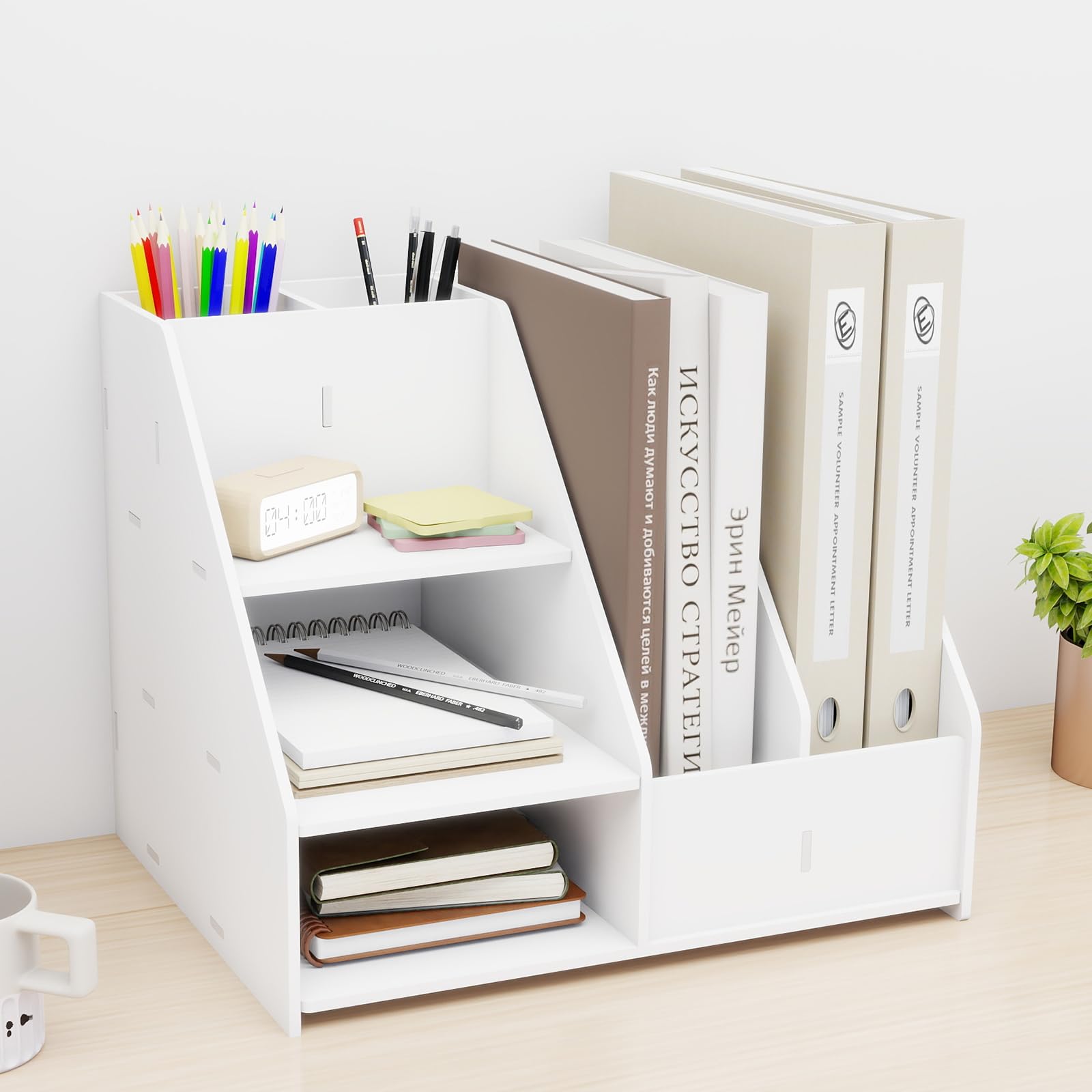 PUNCIA Organizzatore da File Vaschetta Porta Documenti Multifunzionale Organizer Ufficio Scaffale per File da Tavolo Organizzatore Scrivania Portadocumenti Scrivania in PVC per Ufficio e Casa (Tipo F)