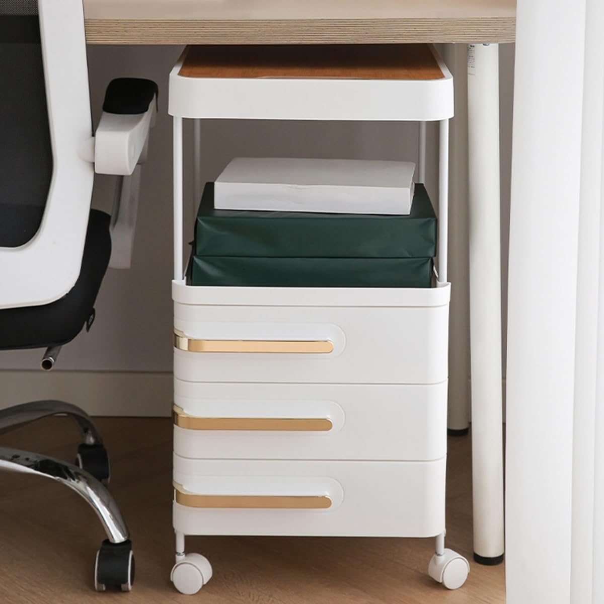 SaryEdge Mobile Filing Cabinets with 3 Drawers on Wheels Vertical s and Open Shelving Storage Solutions for Home Office Filing and Document Management,/M-3 drawers