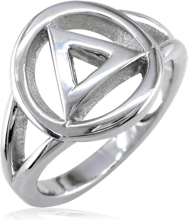 Mens or Ladies Alcoholics Anonymous AA Sobriety Ring in Sterling Silver