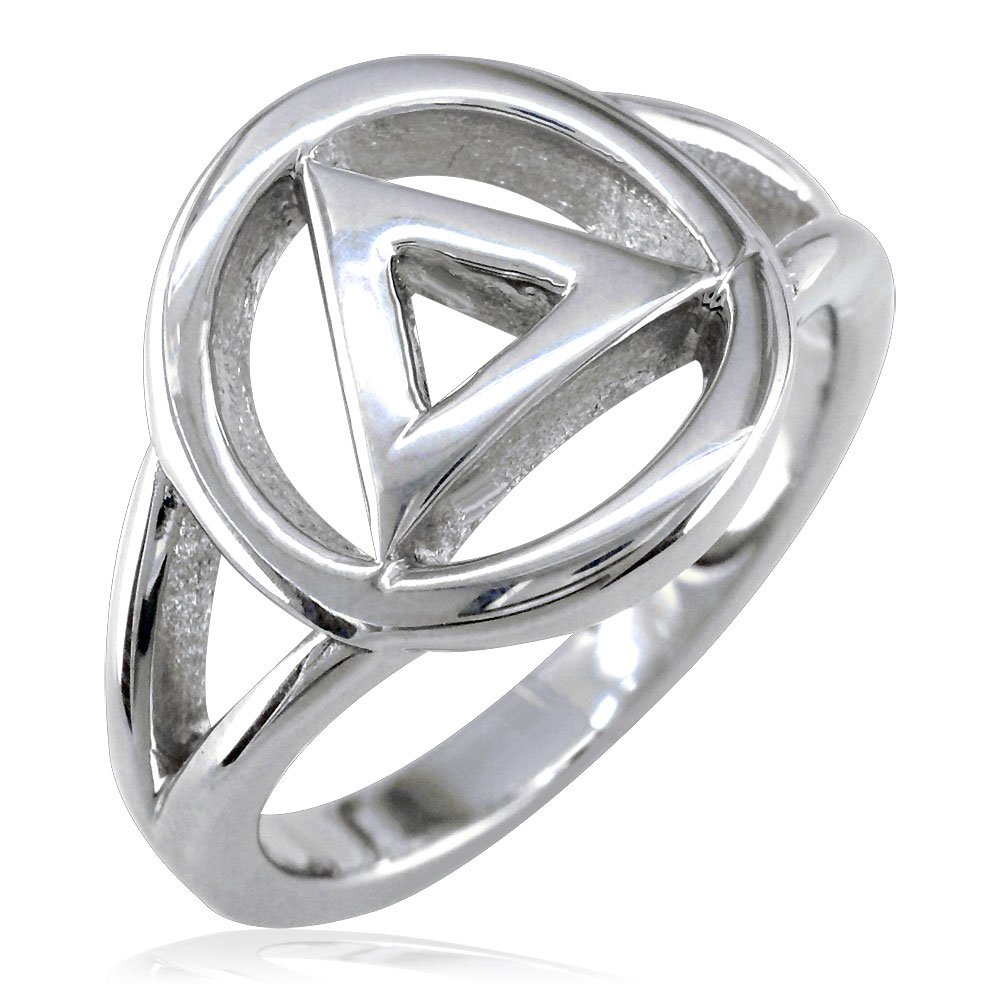 Mens or Ladies Alcoholics Anonymous AA Sobriety Ring in Sterling Silver