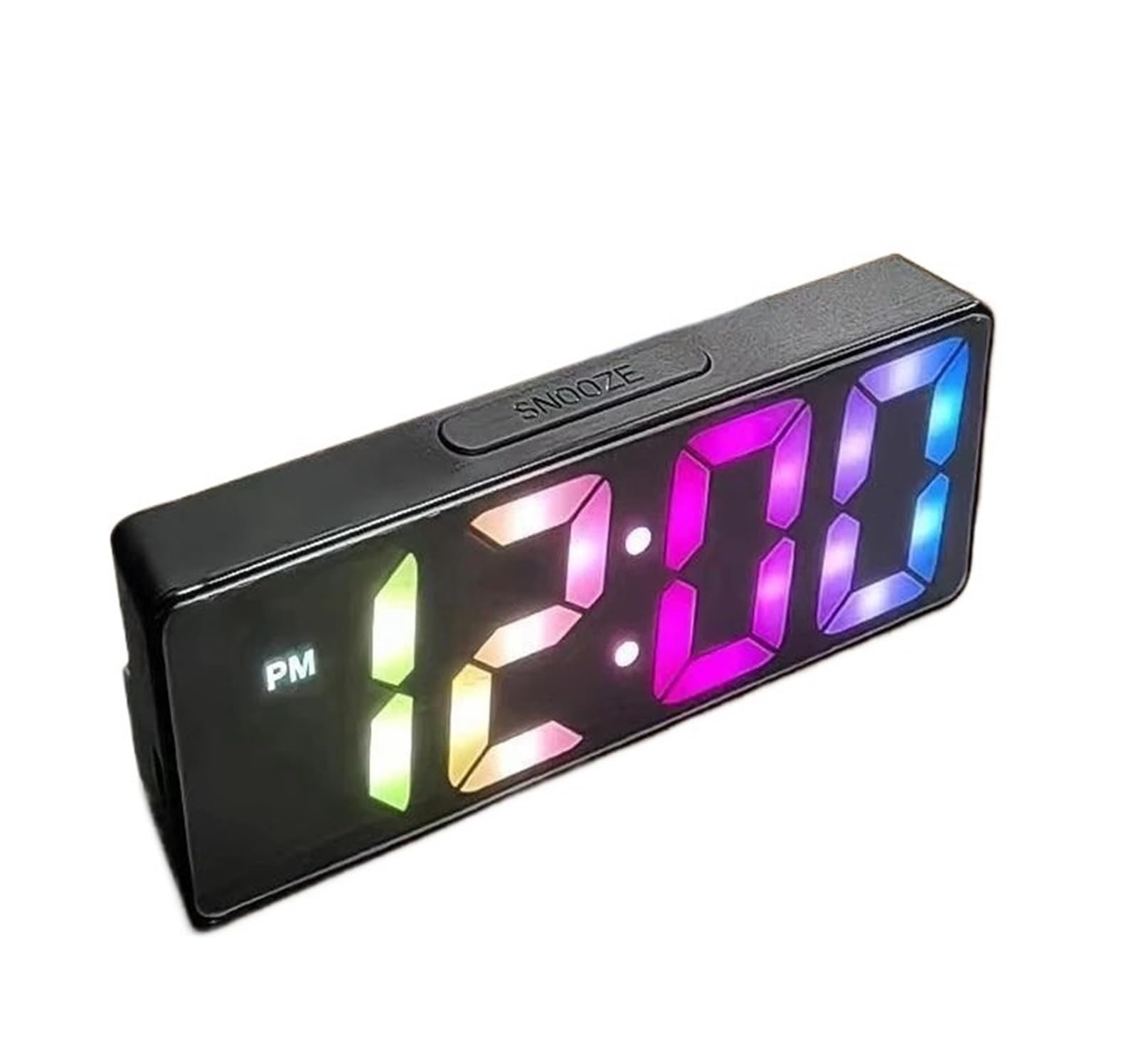 POAHNCU Alarm Clock, Voice Control Digital Alarm Clock Temperature Date Display Mode Snooze Night Table,for Heavy Sleeper(Black Colorful)