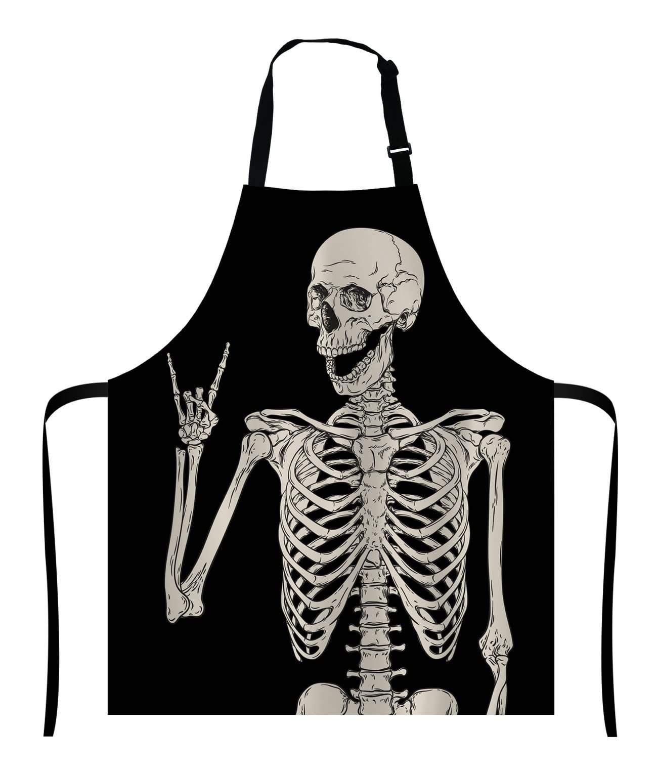 Wasach Skull Human Skeleton Apron,Human Skeleton Posing,Adjustable Neck Bib for Men Women,Suitable for Kitchen Cooking Waitress Chef