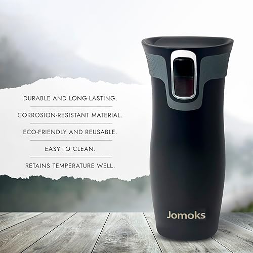 Miniatura 2 de Jomoks Thermos - Taza de viaje de café de acero inoxidable con tapa, a prueba de derrames, aislada al vacío, mantiene las bebidas calientes hasta 5