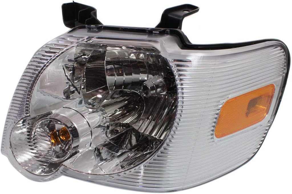 For Ford Explorer Sport Trac 2007 2008 2009 2010 Headlight Driver and Passenger Side | Pair | Chrome | Eddie Bauer/Limited/XLS/XLT | CAPA | FO2502220C, FO2503220C | 6L2Z13008BA, 6L2Z13008AA