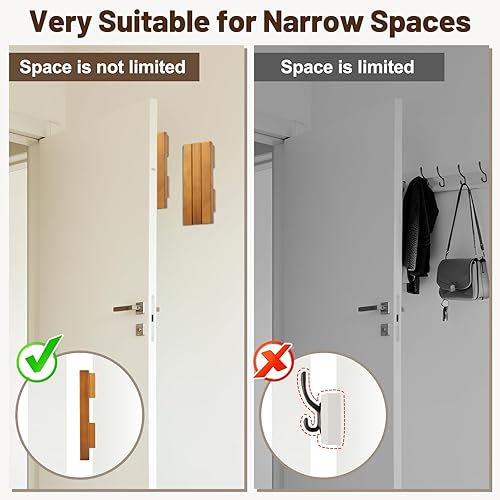 Miniatura 6 de Estante de secado de ropa de madera para montar en la pared, espacios pequeños de 6 pulgadas, estantes plegables para colgar en la pared, estantes