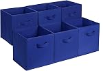 Amazon Basics Cube Organizer Storage Bins Handles, Collapsible Fabric, Pack of 6, 33.02 cm x 33.02 cm x 33.02 cm, Navy