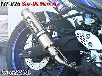 YZF R25 MT25 用 ロングデルタサイレンサー スリップオンマフラー ☆YZF R25 MT25 MT03用 ワンズ管 ロングデルタサイレンサーVer