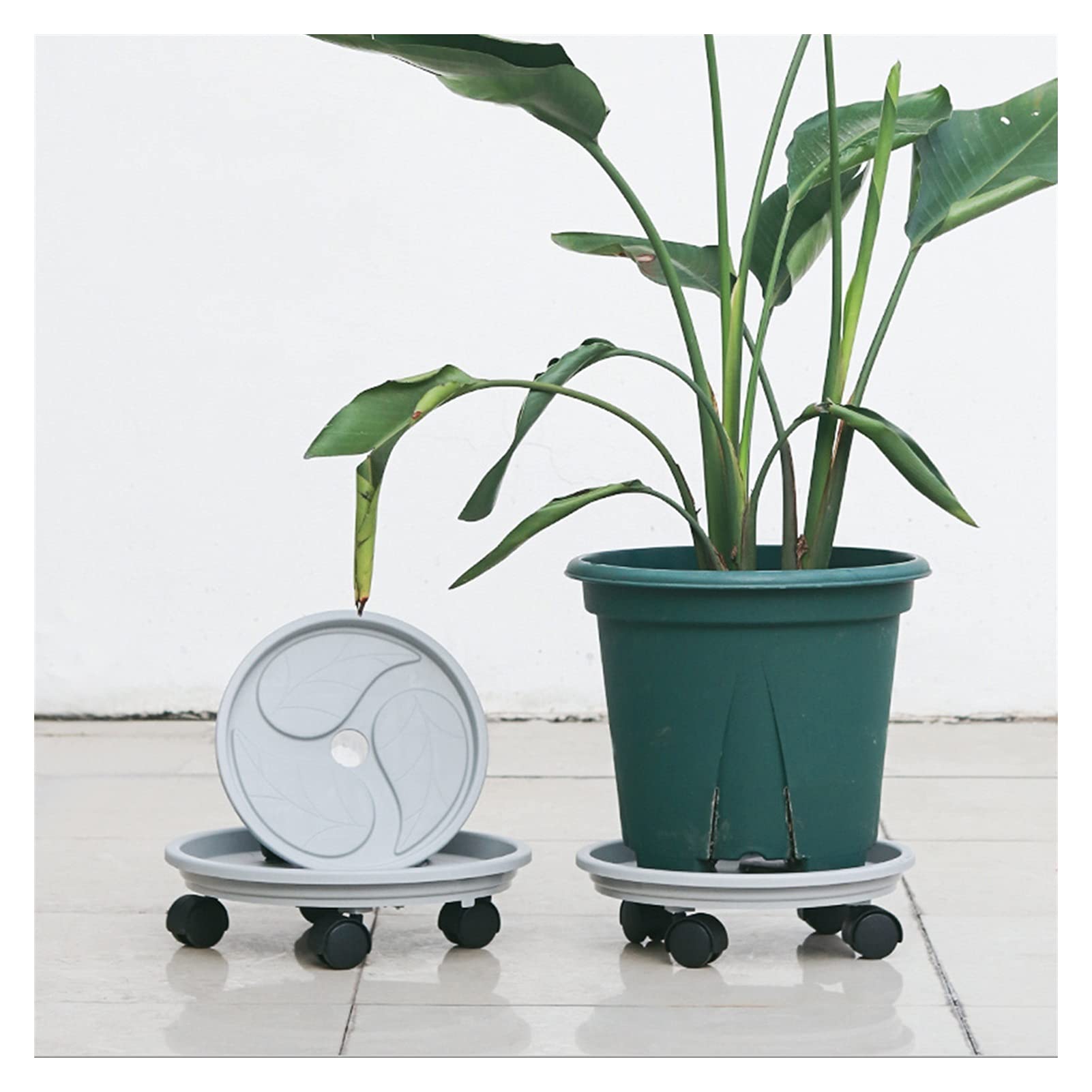 Dekoracyjna podstawa Sadzarka Wózek plastikowy Doniczkowy stojak z kołami Okrągły stojak na doniczkę na rolkach Dolly Holder na Wózek Sadzarka Koła Baza Bonsai (Size : Large)