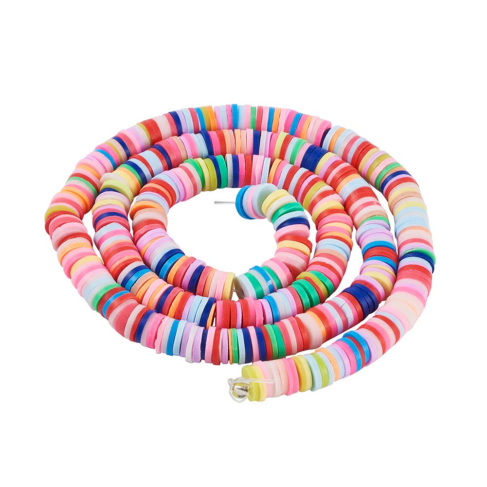 PandaHall 1 Strand 6mm Polymer Clay Beads Disc Mixed Color Flat Round Spacer Beads for Necklaces Bracelets Jewelry Making, About 380~400pcs/strand โ image 1