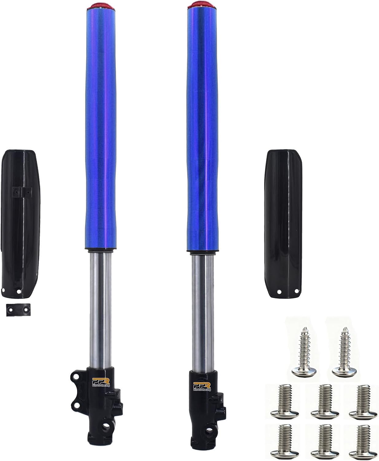 Front Inverted 630MM Fork 45MM/48MM with Shock Protector Cover for Chinese Dirt Pit Bike CRF KLX (Blue-12mm Alxe)