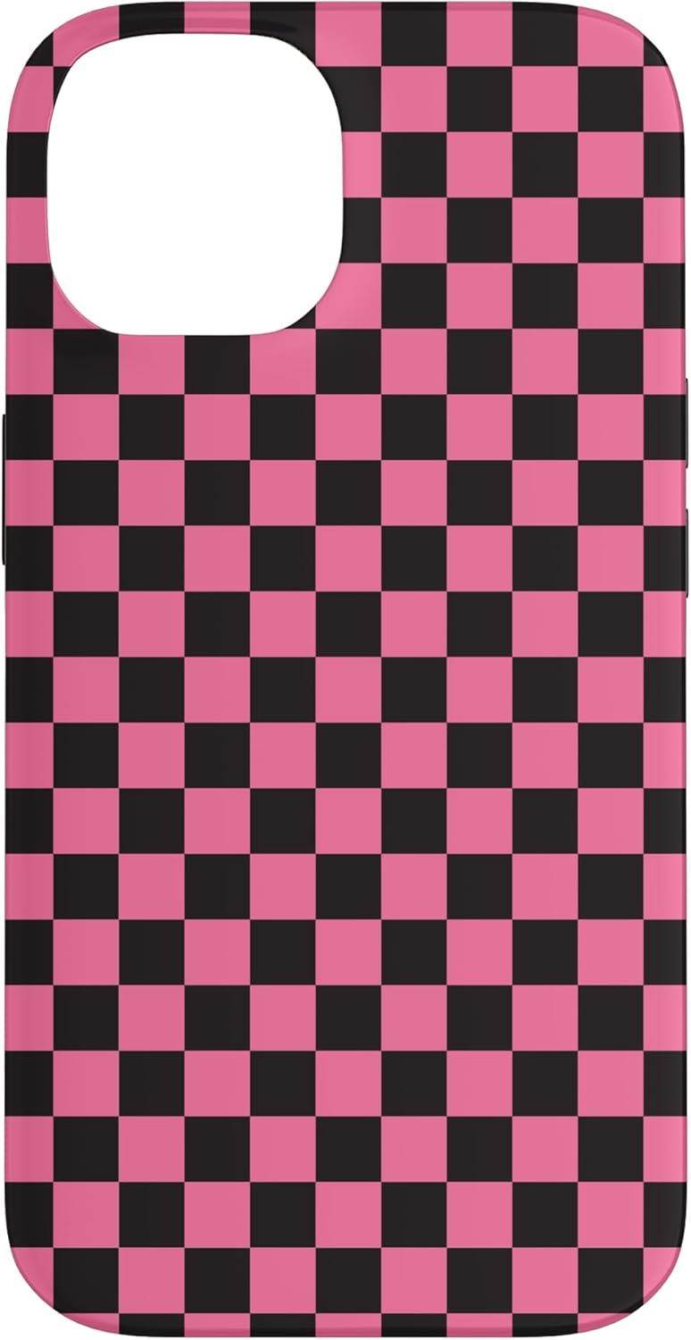 Mini Black and Pink Classic Checkered Checker Checkerboard Case for iPhone 12 mini