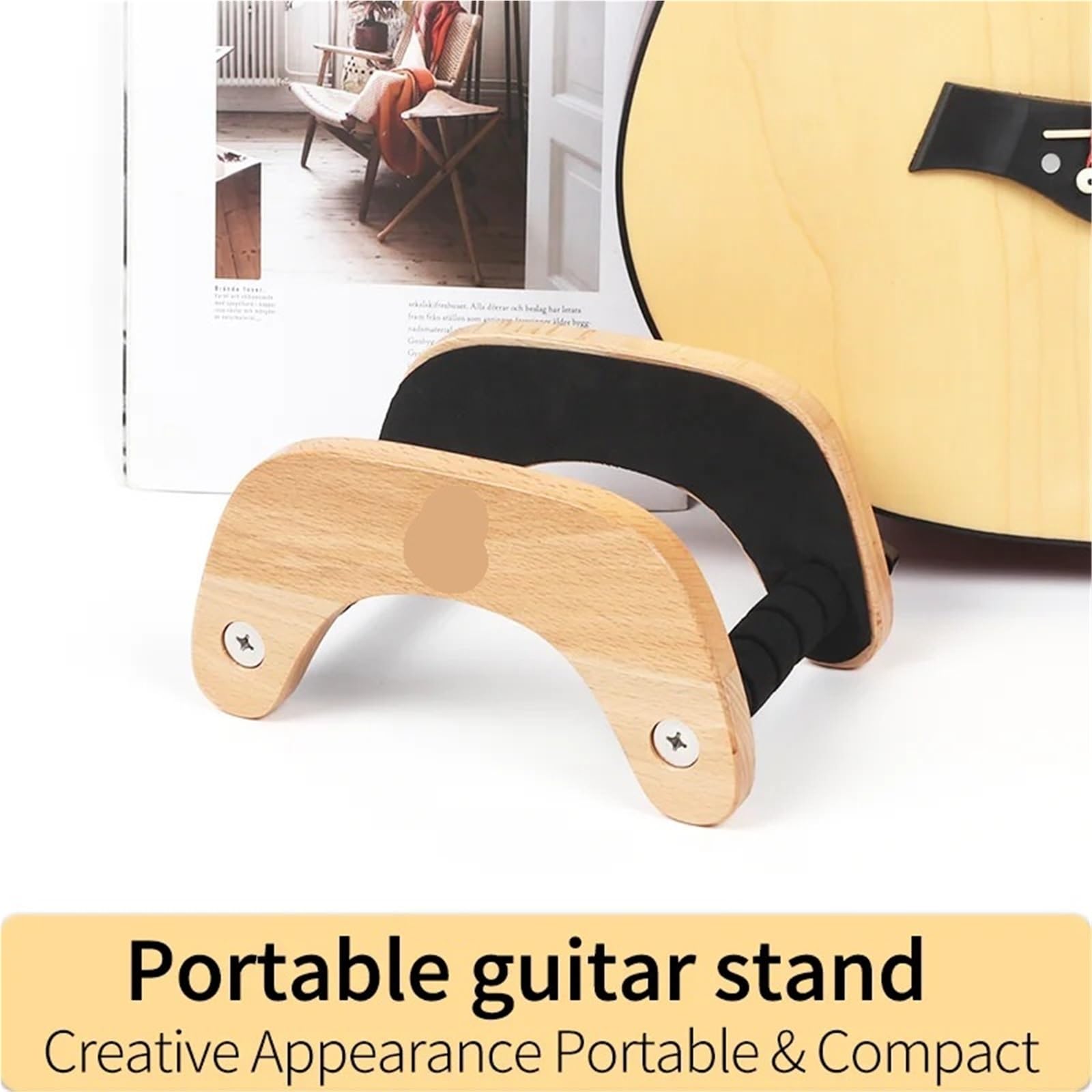 supporto chitarra Wood Guitar Stand H-frame Wooden Floor | For Acoustic Guitar Portable String Instrument Holder With Soft Sponge Covering Pad