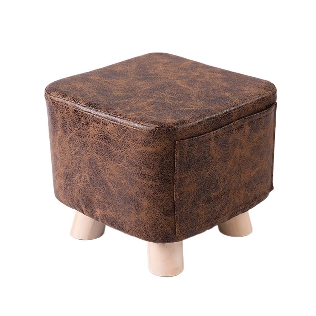 Petit tabouret en tissu ménager bas carré | Siège bois massif nordique