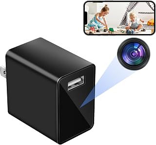 HiSpyCam USB 충전기 카메라 - FHD 1080P 소형 무선 보모 캠 - 미니 Wi-Fi 신중한 아기 모니터링 - 클라우드 스토리지