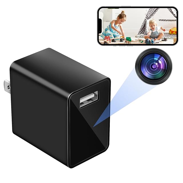 USB Charger Camera - FHD 1080P Small Wireless Nanny Cam - Mini WiFi Discreet Baby Monitoring - Cloud