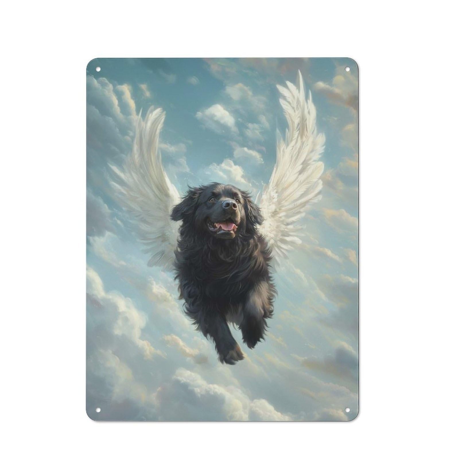 Junmoney Newfoundland Angel Gentle Giant Pet Tribute Dog With Angel Wings Retro-Style Metal Plaque 40X30cm For Garage Or Workshop, For Garage, Workshop And Man Cave Decoration