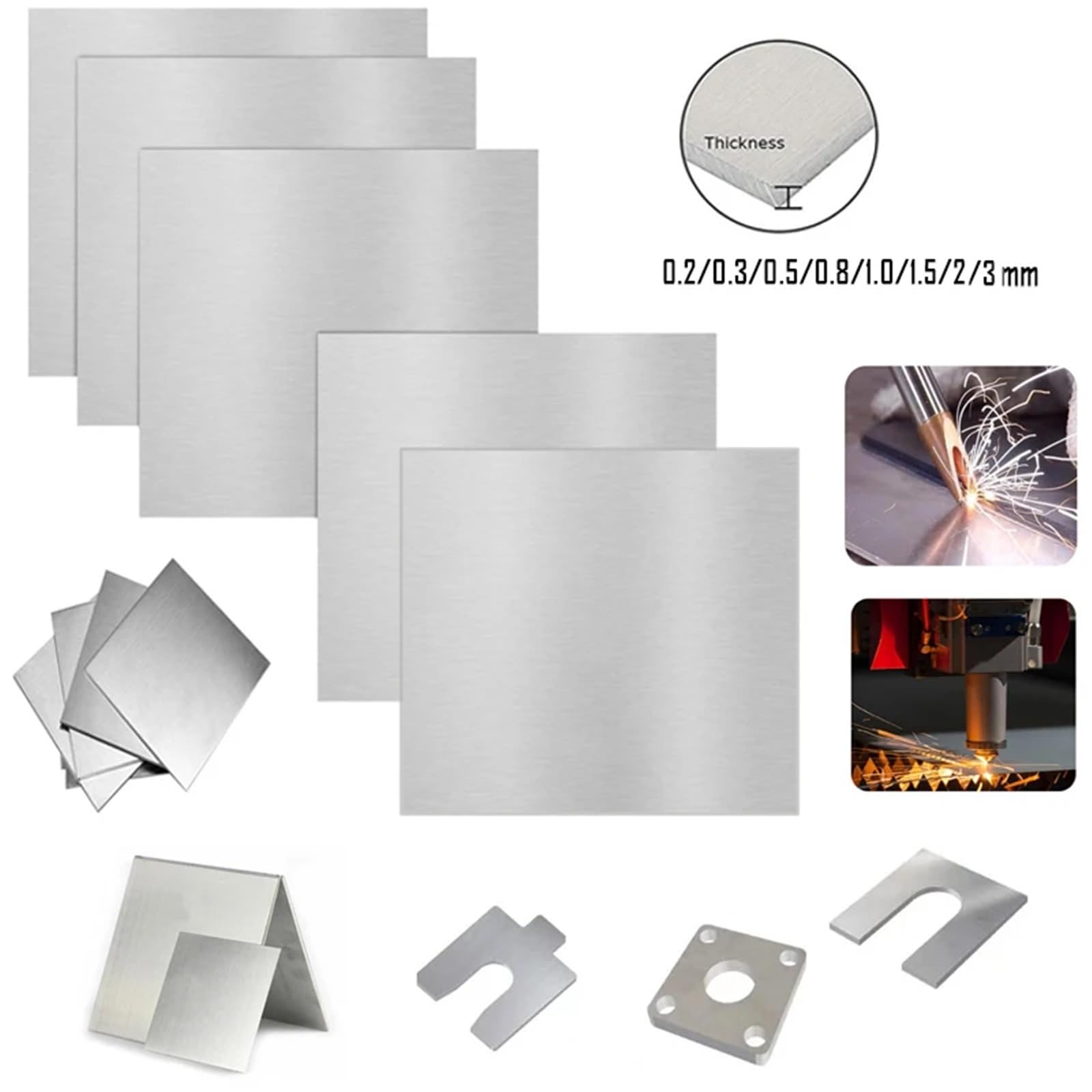 304 Edelstahl Quadratische Blechplatte Flach Gebürstet Metall Poliert für DIY Handwer(2x200x200mm)