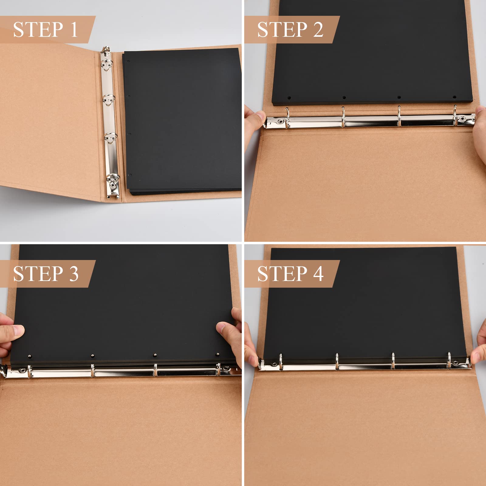 Scrapbook A5, notitieboek, ringband, navulbaar, fotoalbum, herinneringsboek om zelf vorm te geven, 6 ringen, schetsboek, kraftpapier, 20 vellen voor familie, bruiloft, schrijven, reizen, school (zwart Scrapbook A5, notitieboek, ringband, navulbaar, fotoalbum, herinneringsboek om zelf vorm te geven, 6 ringen, schetsboek, kraftpapier, 20 vellen voor familie, bruiloft, schrijven, reizen, school (zwart