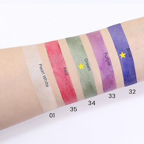 Vista 434 de evpct - Juego a granel de lápices de sombra en crema para ojos, impermeable, brillante, metálico, blanco deslumbrante, gris, plateado, negro