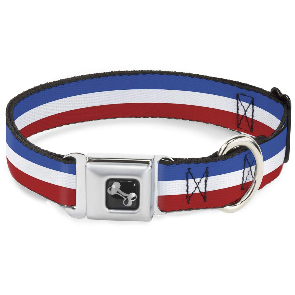 Buckle Down 9–38,1 cm Rayures Rouge/Blanc/Bleu Collier de Chien en Forme d'os, Petite