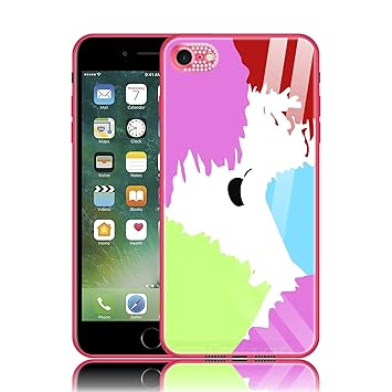 Case Creation Watercolor Series - Liquid Painting Tempered Glass TPU Shockproof Gradient Diamond Sparkle Camera Protection Back Case Colorful Cover for Apple iPhone 7 - (Tie dye, Pattern 1)