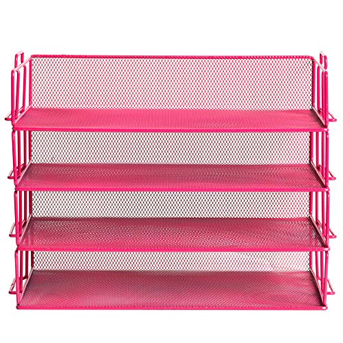 Bandeja organizadora de arquivos Klickpick Office empilhável de 4 andares para mesa de metal resiste