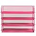 Klickpick Office 4 Tier Stackable Heavy Duty Metal Desktop Letter Tray File Organizer Sorter Desk Document Organizer Shelf Tray Magazine Holder Paper File Newspaper Organizer Tray (Pink)