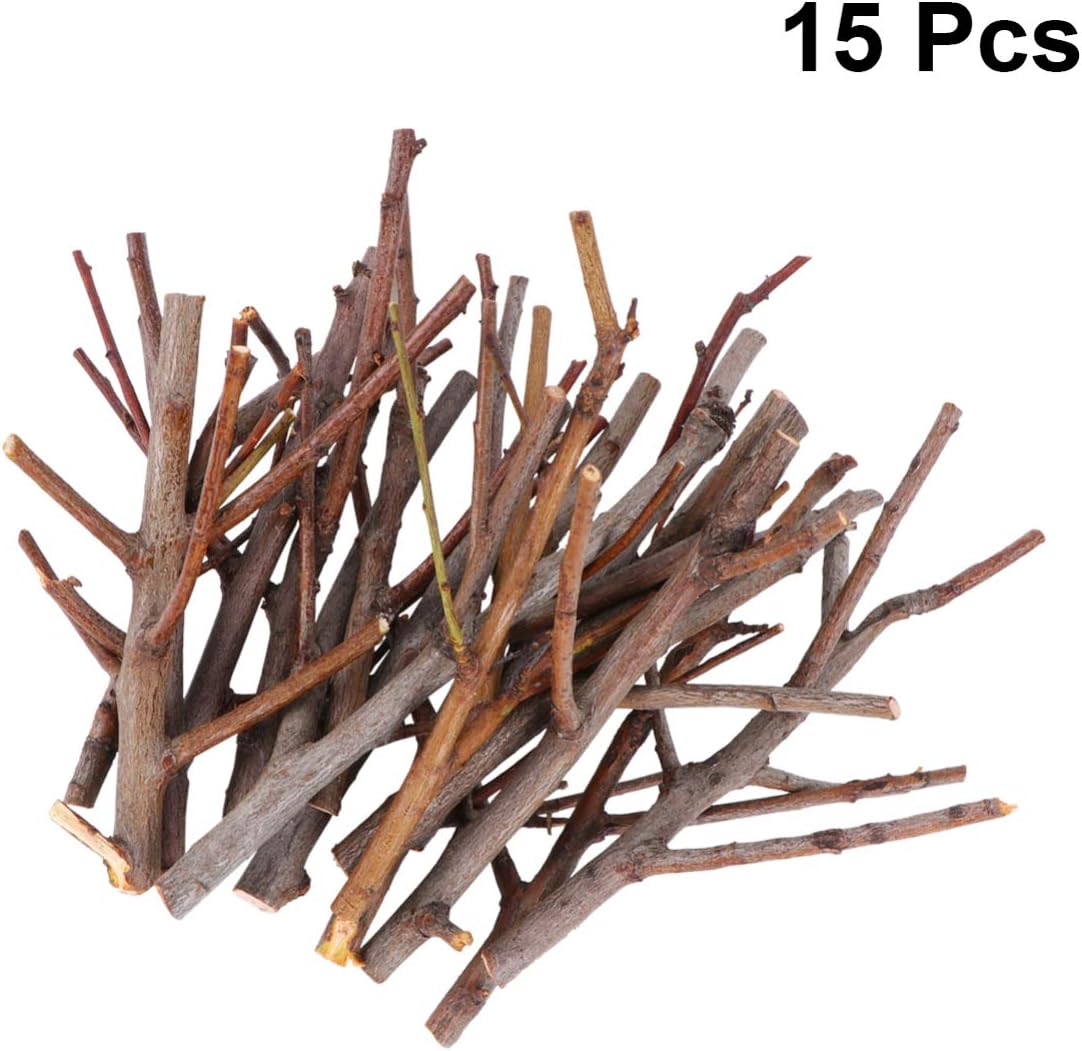 Vaguelly Crafts Wood Wood Birch Logs 15 Pieces 6 Inch Christmas Wood Sticks Crafts 15CM Sticks Wooden Dry Branches Twigs for DIY Crafts Photography Props Dried Tree Branches Willow Branches
