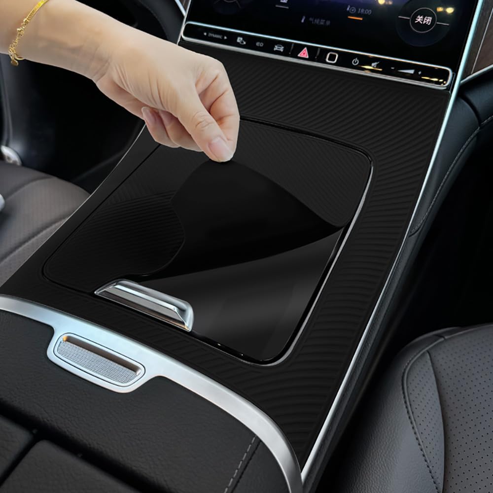 Photo 1 of MbenRundy Car Center Console Gear Shift Panel Protector Cover Trim Silicone Sticker Fit for Mercedes Benz EQE Class EQE350 350+ 500 SUV EQE 53 AMG Car Accessories (Black)