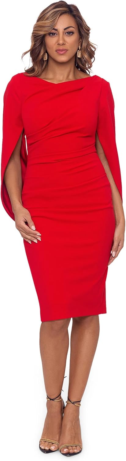 Betsy & Adam Velvet Asymmetric Neck Evening Dress – Strapless with Leg Slit Front Party Dress