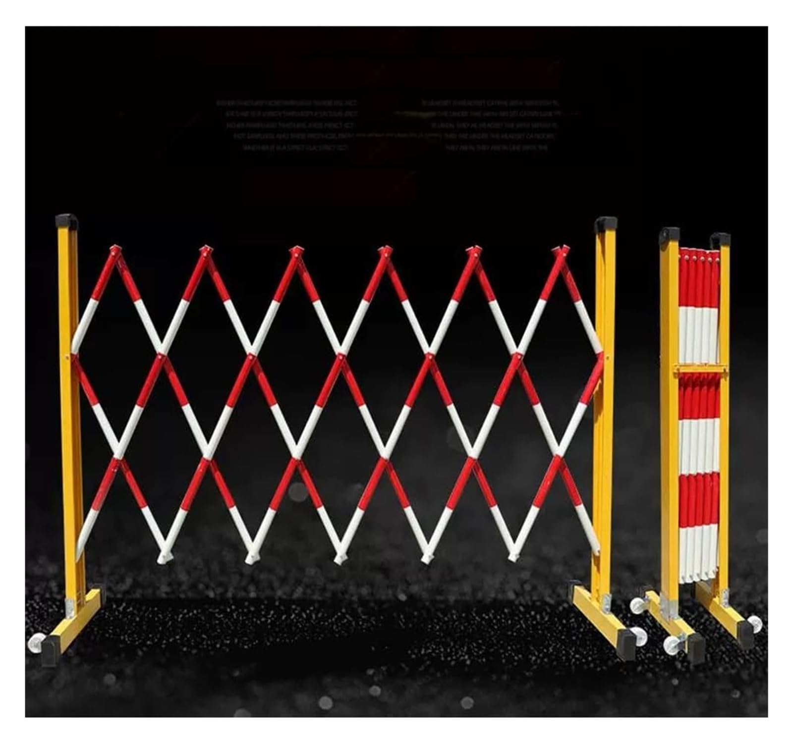 Barrière mobile extensible rouge et blanche à roulettes 1,2x2m