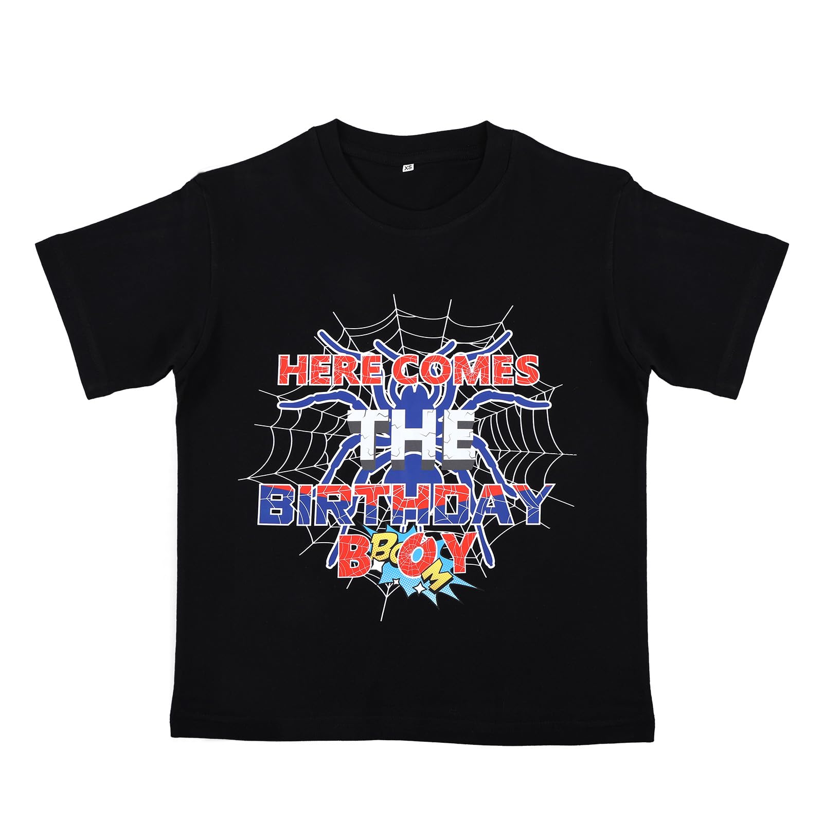 Mikovivi Spider Web Birthday Shirt, Here Comes The Birthday Boy Shirt Spider Party Supplies for Children Teenager