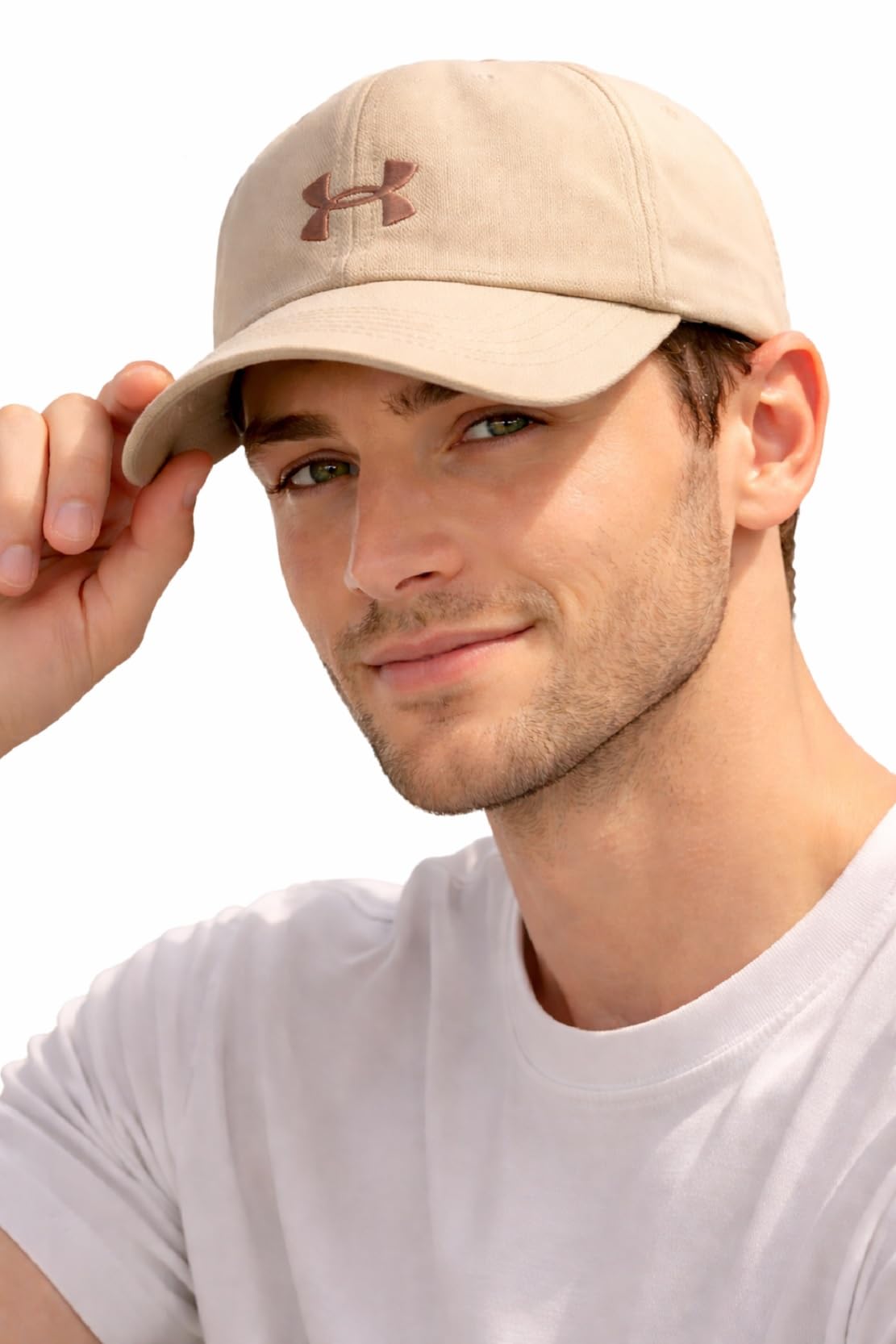 Under Armour Men's Beige Blitzing Low Adjustable Cap, One Size, Acrylic, Moisture Wicking, Athletic, For Running