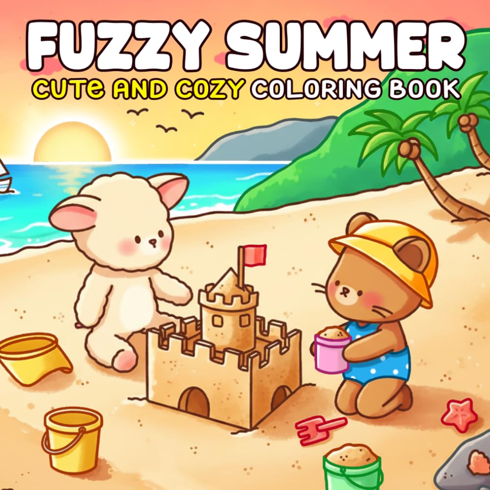 Fuzzy Summer Coloring Book: Hygge Summertime Coloring Pages For Adults And Teens Featuring Adorable Animal Friends In Peaceful Outdoor Scenes To Relax
